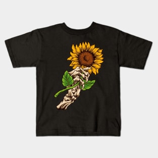 Sunflower with Bone Hand Kids T-Shirt